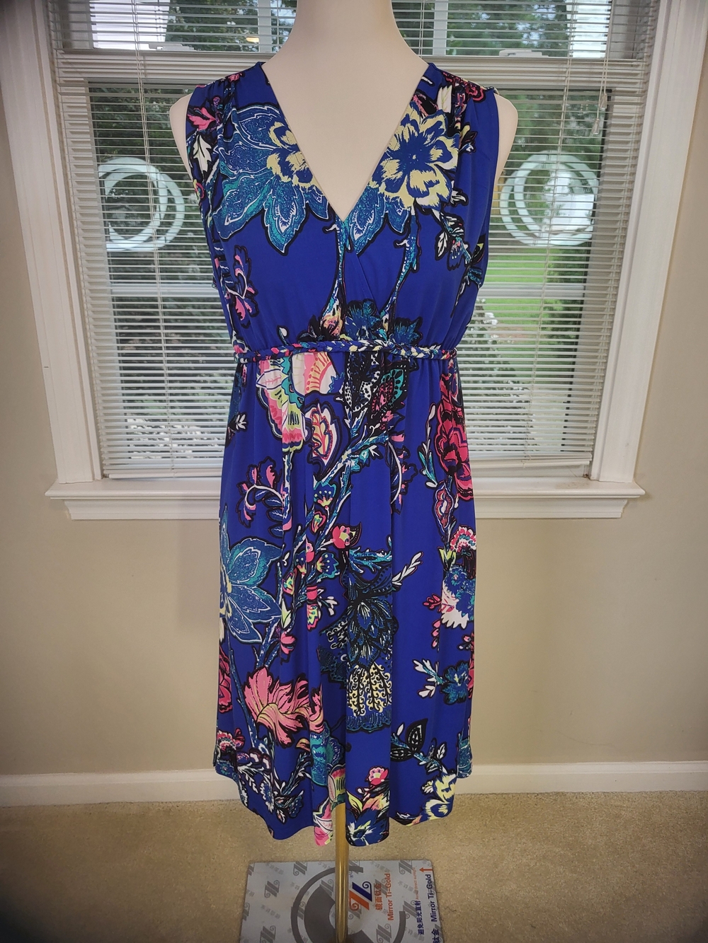 Philosophy Royal Blue Floral V-Neck Mini Dress